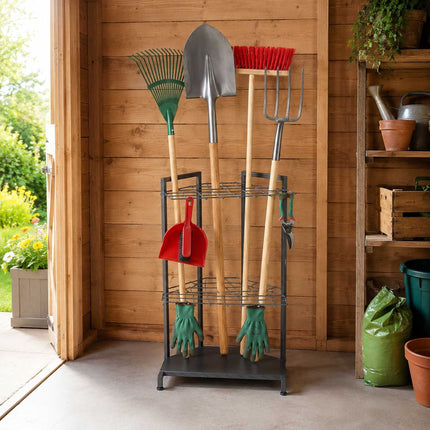 Garden Tool Rack, Steel, Holds 34 Tools, Anthracite