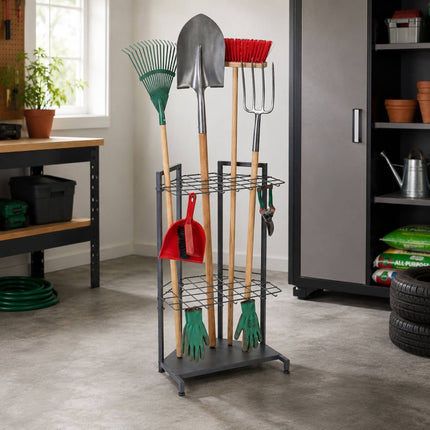 Garden Tool Rack, Steel, Holds 34 Tools, Anthracite