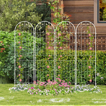 Gartenspalier-Set, 2 Stück verzinktes Metall 180 x 50 cm Weiß