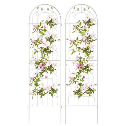 Gartenspalier-Set, 2 Stück verzinktes Metall 180 x 50 cm Weiß