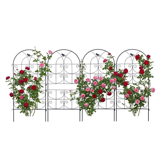 Gartenspalier-Set, klappbar, pulverbeschichteter Stahl, Schwarz