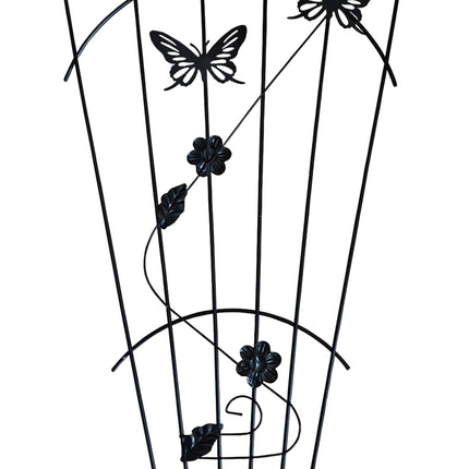 Gartenspalier 2er-Set, Kletterhilfe aus Metall mit Schmetterling