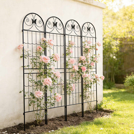 Gartenspalier 4er Set, pulverbeschichtetes Metall Rankgitter