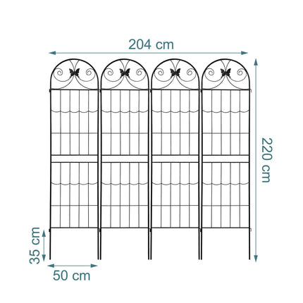 Gartenspalier 4er Set, pulverbeschichtetes Metall Rankgitter