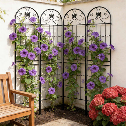 Gartenspalier 4er Set, pulverbeschichtetes Metall Rankgitter