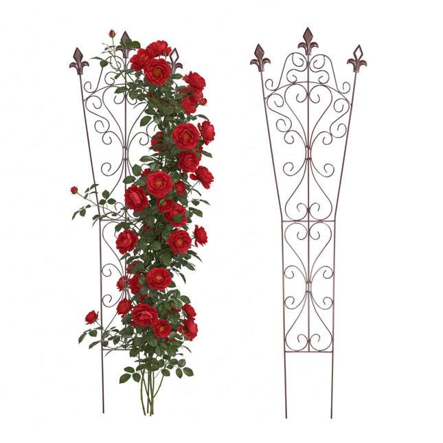 Gartenspalier, Vintage-Metall mit Fleur-de-Lis-Endstücken