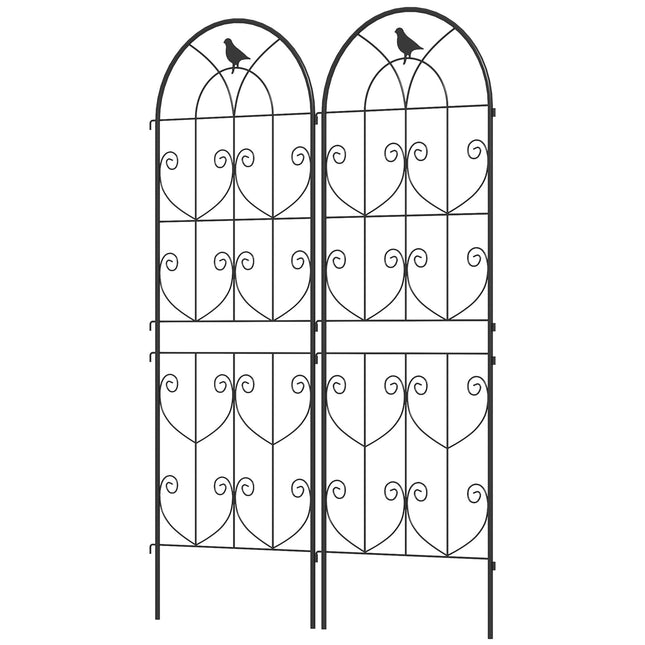 Gartenspalier mit Vogelmotiv, Metall, 50x150 cm, 2er-Pack