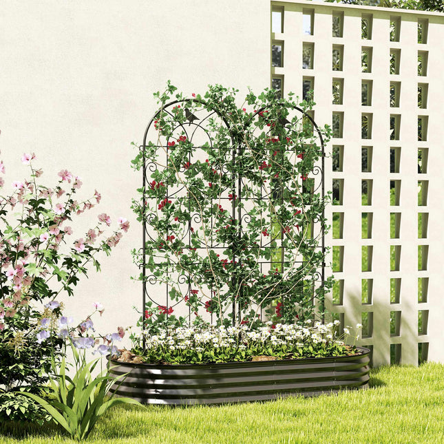 Gartenspalier mit Vogelmotiv, Metall, 50x150 cm, 2er-Pack