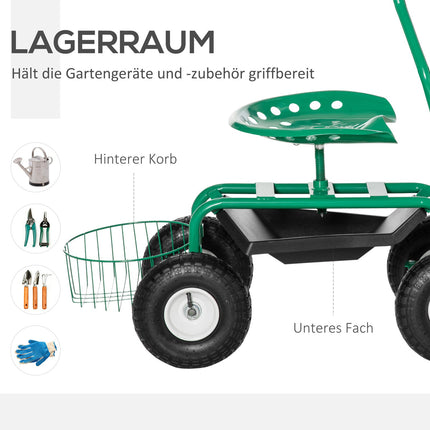Gartenwagen mit Drehsitz, verstellbar, 150 kg Tragkraft
