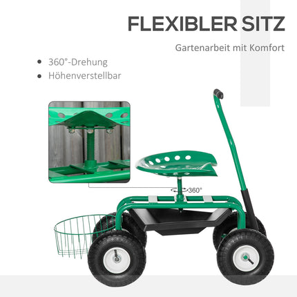Gartenwagen mit Drehsitz, verstellbar, 150 kg Tragkraft