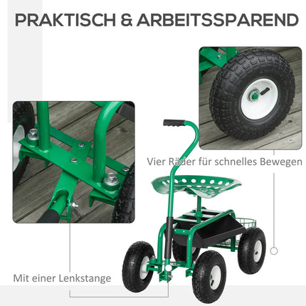 Gartenwagen mit Drehsitz, verstellbar, 150 kg Tragkraft