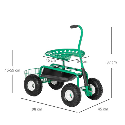 Gartenwagen mit Drehsitz, verstellbar, 150 kg Tragkraft