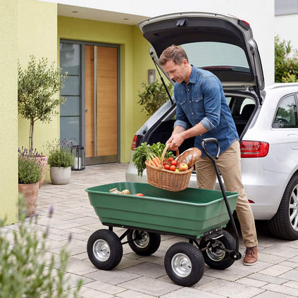 Garden Trolley with Tipping Function, 410 kg Capacity, Green