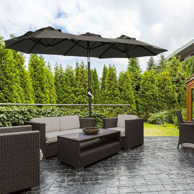 Gartenschirm – Neigungsverstellbar, 285x147cm, Grau