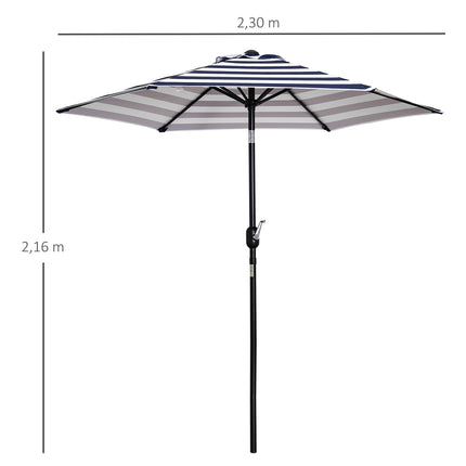Gartenschirm - Stahlgestell, blaue Streifen, Ø230 cm