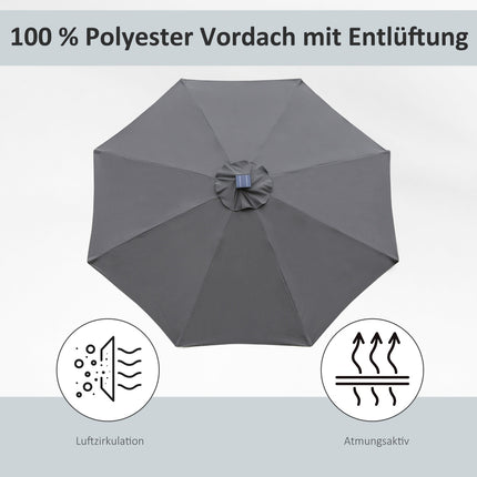Gartenschirm mit Solar-LED-Beleuchtung – dunkelgrau, 270 cm