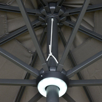 Gartenschirm mit Solar-LED-Beleuchtung – dunkelgrau, 270 cm