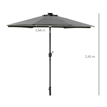 Gartenschirm mit Solar-LED-Beleuchtung – dunkelgrau, 270 cm