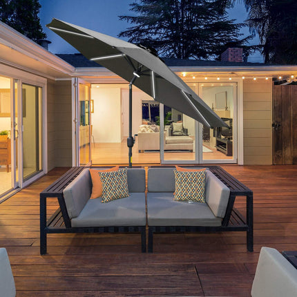 Gartenschirm mit Solar-LED-Beleuchtung – dunkelgrau, 270 cm