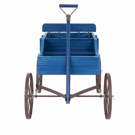 Garden Wagon Planter, Fir Wood, 2 Sections, Blue