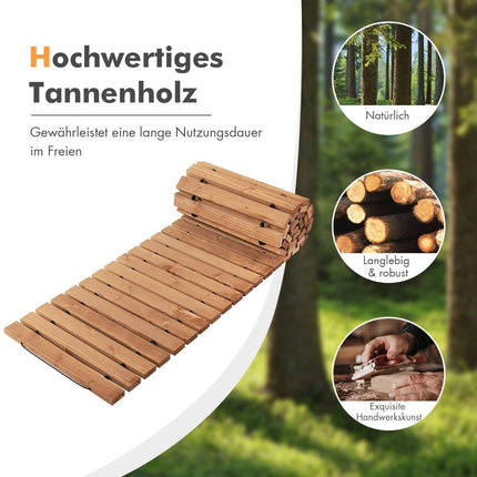 Garten-Holzweg 245 x 43 x 2 cm, rollbar, wetterfest, gerader Gehweg für den Außenbereich