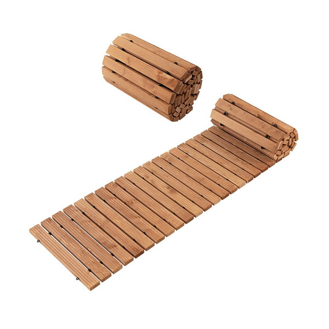 Garten-Holzweg 245 x 43 x 2 cm, rollbar, wetterfest, gerader Gehweg für den Außenbereich