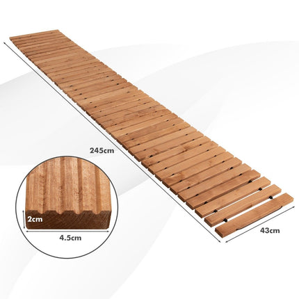Garten-Holzweg 245 x 43 x 2 cm, rollbar, wetterfest, gerader Gehweg für den Außenbereich