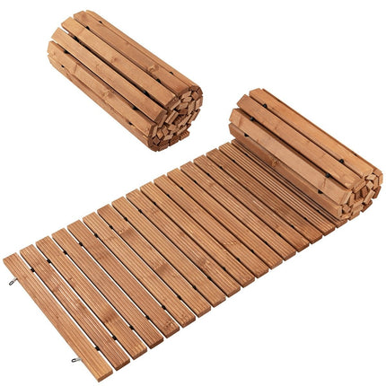 Garten-Holzweg 245 x 55 x 2 cm, rollbar, wetterfest, gerader Gehweg für den Außenbereich