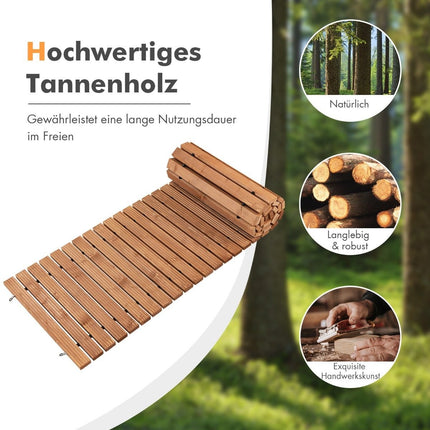 Garten-Holzweg 245 x 55 x 2 cm, rollbar, wetterfest, gerader Gehweg für den Außenbereich
