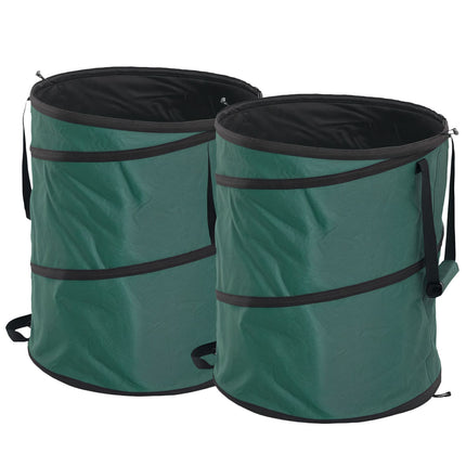 Sac de jardin 2x160L sac de déchets de jardin étanche avec poignées de couvercle à fermeture éclair, sac à feuilles robuste, sacs de jardin autoportants, sacs de déchets de jardin réutilisables pour déchets de jardin coupes vertes Aosom