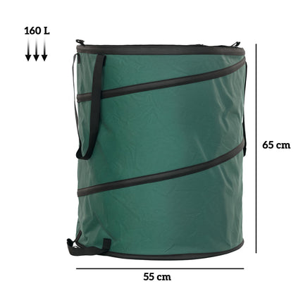 Sac de jardin 2x160L sac de déchets de jardin étanche avec poignées de couvercle à fermeture éclair, sac à feuilles robuste, sacs de jardin autoportants, sacs de déchets de jardin réutilisables pour déchets de jardin coupes vertes Aosom