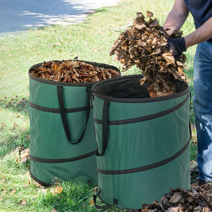 Sac de jardin 2x160L sac de déchets de jardin étanche avec poignées de couvercle à fermeture éclair, sac à feuilles robuste, sacs de jardin autoportants, sacs de déchets de jardin réutilisables pour déchets de jardin coupes vertes Aosom