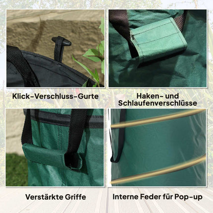Sac de jardin 4x86L sac de déchets de jardin étanche avec poignées de couvercle à fermeture éclair, sac à feuilles robuste, sacs de jardin autoportants, sacs de déchets de jardin réutilisables pour déchets de jardin coupes vertes Aosom