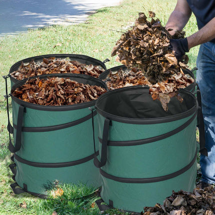 Sac de jardin 4x86L sac de déchets de jardin étanche avec poignées de couvercle à fermeture éclair, sac à feuilles robuste, sacs de jardin autoportants, sacs de déchets de jardin réutilisables pour déchets de jardin coupes vertes Aosom