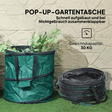 Sac de jardin 4x86L sac de déchets de jardin étanche avec poignées de couvercle à fermeture éclair, sac à feuilles robuste, sacs de jardin autoportants, sacs de déchets de jardin réutilisables pour déchets de jardin coupes vertes Aosom