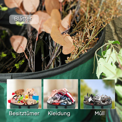 Sac de jardin 4x86L sac de déchets de jardin étanche avec poignées de couvercle à fermeture éclair, sac à feuilles robuste, sacs de jardin autoportants, sacs de déchets de jardin réutilisables pour déchets de jardin coupes vertes Aosom
