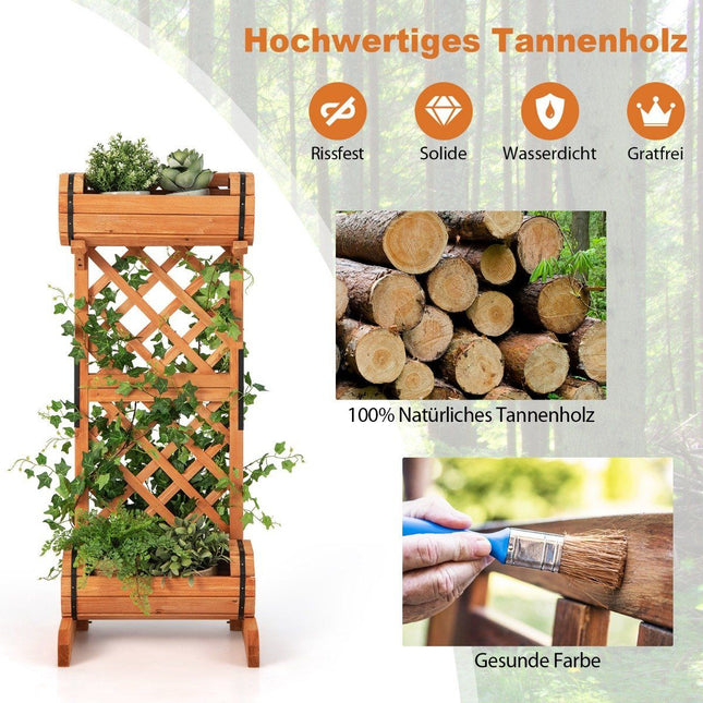 Gartenbeet Hochbeet aus Holz mit Spalier 45,5 x 36 x 113 cm orange