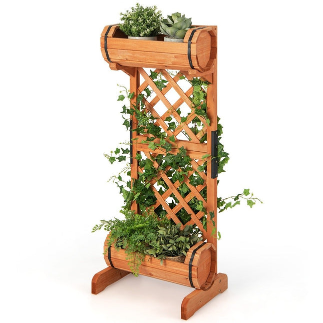 Gartenbeet Hochbeet aus Holz mit Spalier 45,5 x 36 x 113 cm orange