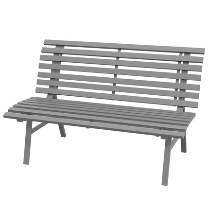 Outdoor aluminum garden bench, 2-seater with backrest, gray