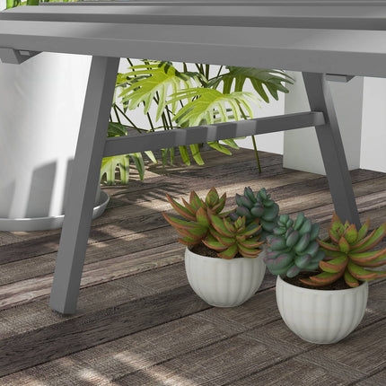 Outdoor aluminum garden bench, 2-seater with backrest, gray