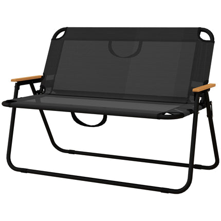 Klappbare Gartenbank, 2-Sitzer, 220 kg Tragkraft, schwarzes Gittergewebe