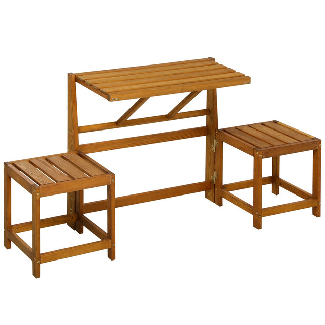 Wetterfeste 2-in-1 Gartenbank aus Lärchenholz in Teak-Optik