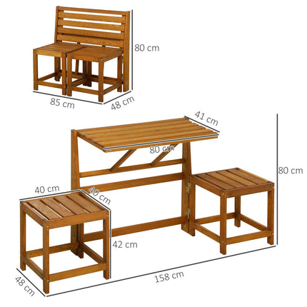 Wetterfeste 2-in-1 Gartenbank aus Lärchenholz in Teak-Optik