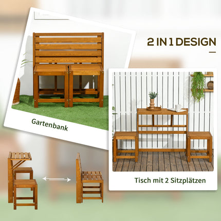 Wetterfeste 2-in-1 Gartenbank aus Lärchenholz in Teak-Optik