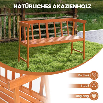 Gartenbank aus Akazienholz, belastbar bis 360 kg, 2-Sitzer Holzbank 110 x 46 x 72 cm