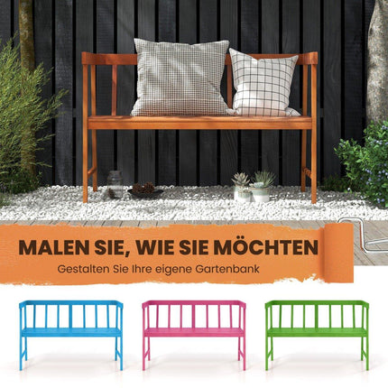 Gartenbank aus Akazienholz, belastbar bis 360 kg, 2-Sitzer Holzbank 110 x 46 x 72 cm