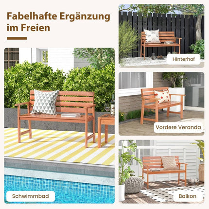 Tuinbank van hardhout, houten bank, weerbestendig, bank voor 2 personen, balkonbank van hardhout, 120,5 x 64 x 84 cm, naturel