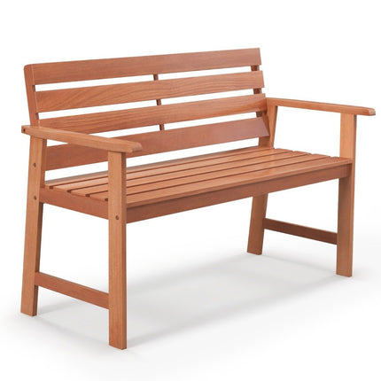 Tuinbank van hardhout, houten bank, weerbestendig, bank voor 2 personen, balkonbank van hardhout, 120,5 x 64 x 84 cm, naturel