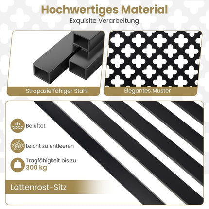 Gartenbank Metall Wetterfest Sitzbank für 2-3 Sitzer Parkbank mit Rückenlehne und Armlehne 127 x 62 x 86 cm Schwarz