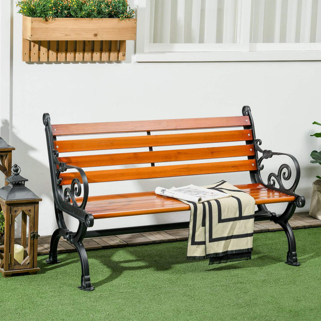 Gartenbank aus Teakholz mit Armlehnen, wetterfest, 2-Sitzer